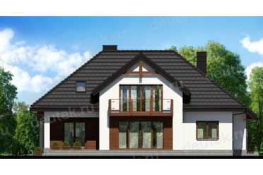 Проект двухэтажного дома из керамических блоков с двухместным гаражом DTN100068