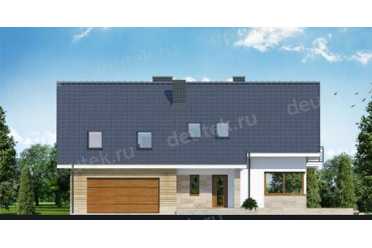 Проект двухэтажного дома из керамаблоков с двухместным гаражом DTN100100