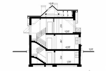 Проект двухэтажного дома из керамаблоков с террасой и кабинетом DTN100106