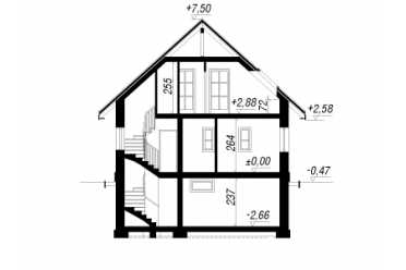 Проект двухэтажного дома из керамаблоков с подвалом, камином и террасой - DTA100048 DTS100048