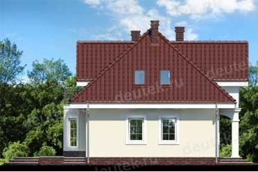 Проект европейского двухэтажного дома с камином и эркером 10 на 10 м - DTS100057 DTS100057