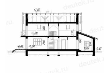 Проект двухэтажного дома из керамаблоков с мансардой и одноместным гаражом DTV100032