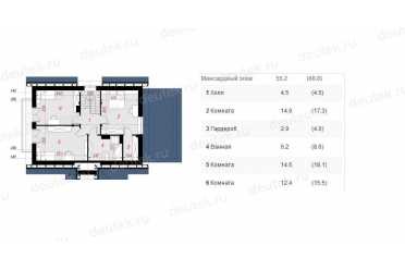 Проект двухэтажного дома из керамаблоков с мансардой и одноместным гаражом DTV100032