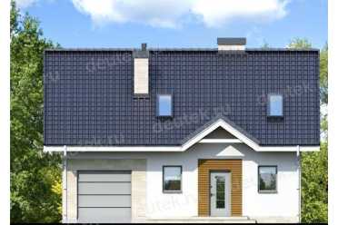 Проект двухэтажного дома из керамаблоков с мансардой и одноместным гаражом DTV100039