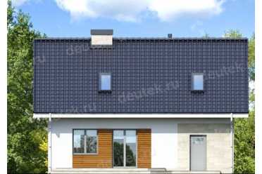 Проект двухэтажного дома из керамаблоков с мансардой и одноместным гаражом DTV100039