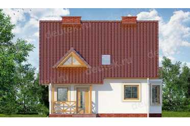 Проект двухэтажного дома из керамаблоков с мансардой и камином DTV100044
