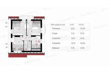 Проект двухэтажного дома из керамаблоков с мансардой и камином DTV100044
