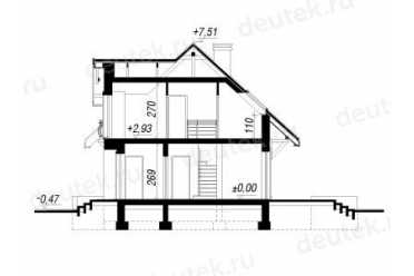 Проект двухэтажного дома из керамаблоков с мансардой и одноместным гаражом DTV100054