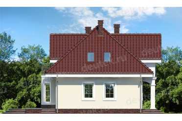 Проект двухэтажного дома из керамаблоков с мансардой и камином DTV100061
