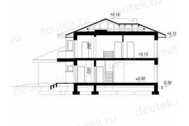 Проект двухэтажного дома из керамоблоков с двухместным гаражом DTV100077