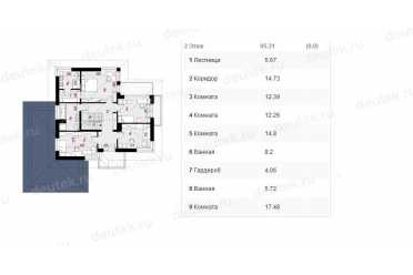 Проект двухэтажного дома из керамоблоков с двухместным гаражом DTV100077