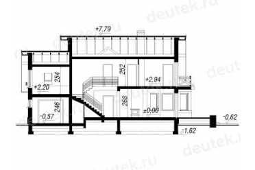 Проект двухэтажного дома из керамоблоков с мансардой и одноместным гаражом DTV100087