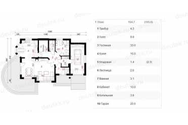 Проект двухэтажного дома из керамоблоков с одноместным гаражом до 250 кв м DTV100103