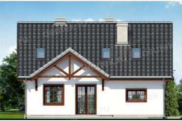 Проект двухэтажного дома из керамоблоков с мансардой и одноместным гаражом DTV100109
