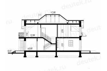 Проект двухэтажного дома из керамоблоков с мансардой и одноместным гаражом DTV100114