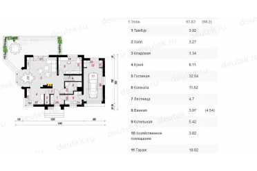 Проект двухэтажного дома из керамоблоков с мансардой и одноместным гаражом DTV100119