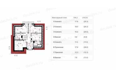 Проект двухэтажного дома из керамоблоков с мансардой и двухместным гаражом DTV100129