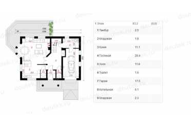 Проект двухэтажного дома из керамоблоков с мансардой и одноместным гаражом DTV100130