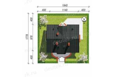 Проект двухэтажного дома из керамоблоков с мансардой и террасой DTV100149