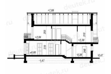 Проект двухэтажного дома из керамоблоков с мансардой и одноместным гаражом DTV100204