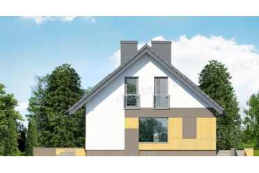 Проект двухэтажного дома из керамоблоков с мансардой и одноместным гаражом DTV100210
