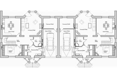 Проект двухэтажного дома из кирпича с одноместным гаражом DTV100306