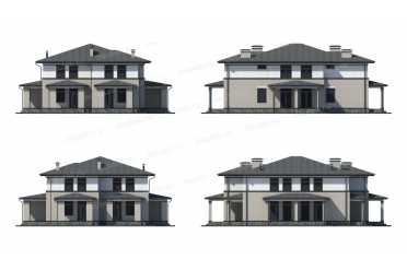 Проект двухэтажного дома из газобетонных блоков с террасой  DTV100322