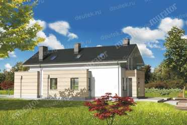 Проект дома для узкого участка с гаражом DTM198