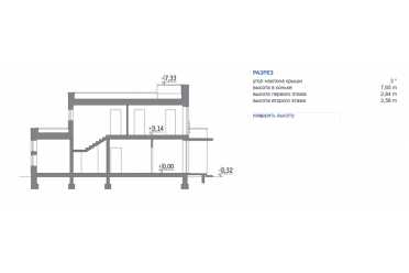 Проект дома с гаражом и плоской крышей DTM230