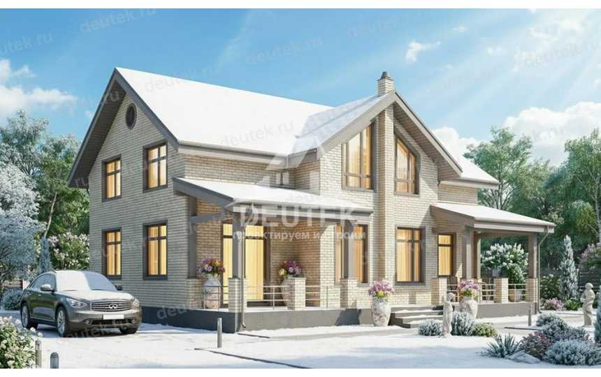  Проект дома 199 м² с мансардой — 3 спальни, сауна и терраса 38,49 м² - LK-553