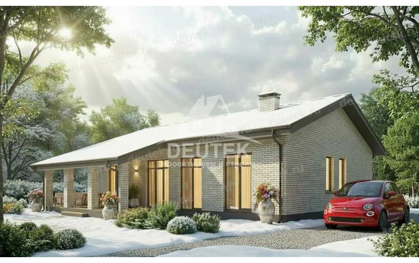 Проект одноэтажного дома 171 м² — 3 спальни, второй свет и терраса 28,12 м² - LK-562