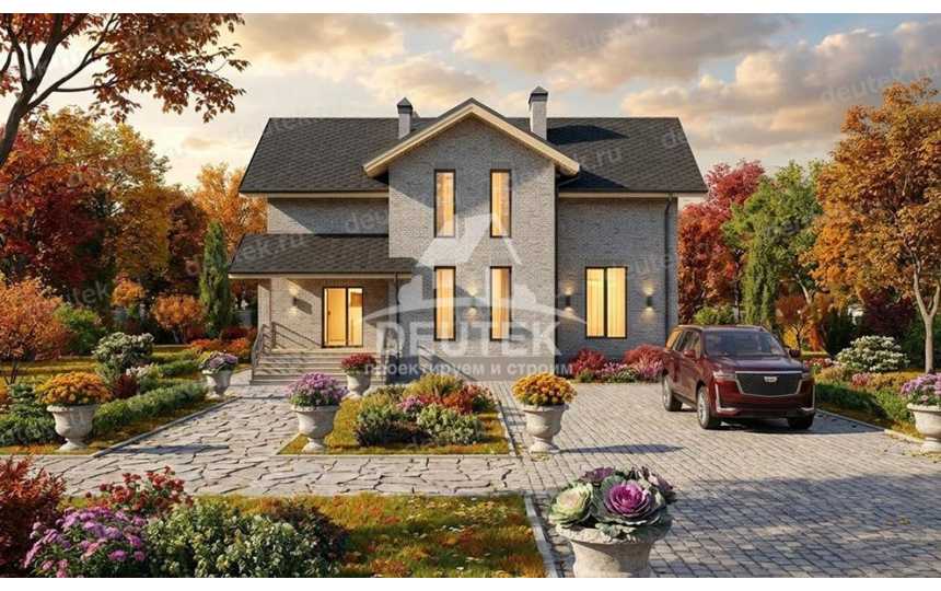 Проект одноэтажного дома 364,22 м² с мансардой и подвалом — 5 спален, кабинет и терраса - LK-567