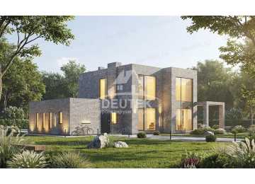 Проект стильного двухэтажного дома с двухместным гаражом - LK-374