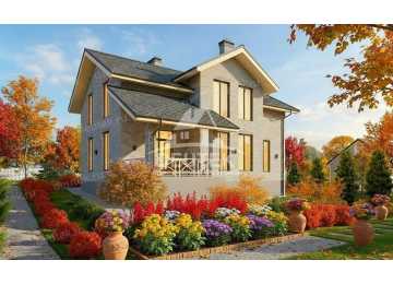 Проект одноэтажного дома 364,22 м² с мансардой и подвалом — 5 спален, кабинет и терраса - LK-567
