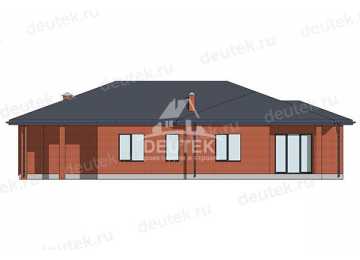 Проект узкого одноэтажного дома с навесом для автомобиля - LK-376