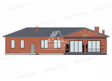 Проект узкого одноэтажного дома с двухместным гаражом - LK-377