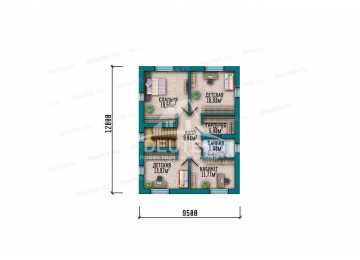 Проект двухэтажного дома площадью 176 м² — 3 спальни, кабинет, терраса и кухня-гостиная площадью 45,25 м² - LK-550
