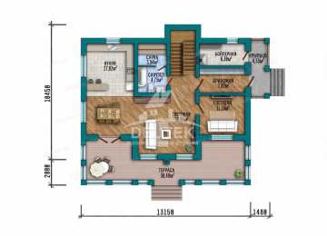  Проект дома 199 м² с мансардой — 3 спальни, сауна и терраса 38,49 м² - LK-553