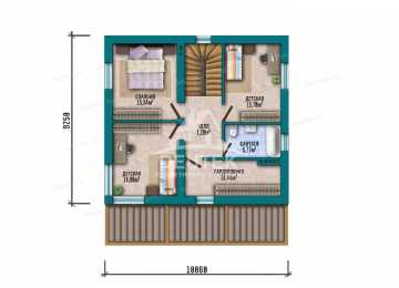 Проект двухэтажного дома площадью 158 м² — 4 спальни, терраса 22,78 м² и односкатная крыша - LK-560
