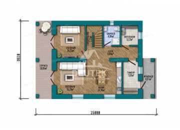 Двухэтажный дом 174,6 м² с 4 спальнями, кабинетом и крытой террасой - LK-564
