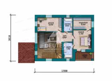 Проект двухэтажного дома 184,4 м² — 3 спальни, гостевая, терраса и балкон - LK-568