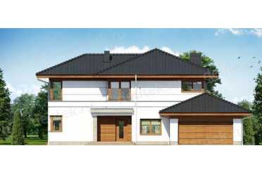 Проект двухэтажного дома с двухместным гаражом и террасой - DTL100019 DTL100019