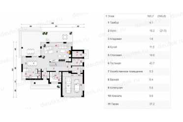 Проект двухэтажного дома с двухместным гаражом и террасой - DTL100019 DTL100019