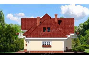 Проект двухэтажного дома из керамаблоков с одноместным гаражом DTN100084