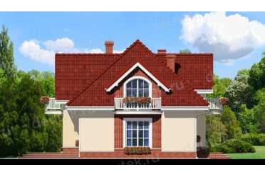 Проект двухэтажного дома из керамаблоков с одноместным гаражом DTN100084