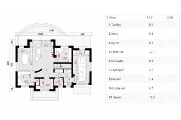 Проект двухэтажного дома из керамаблоков с одноместным гаражом DTN100084