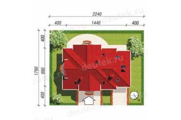 Проект двухэтажного дома из керамаблоков с одноместным гаражом DTN100084