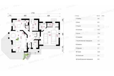 Проект европейского узкого двухэтажного дома с двухместным гаражом и эркером 17 на 11 м - DTS100066 DTS100066